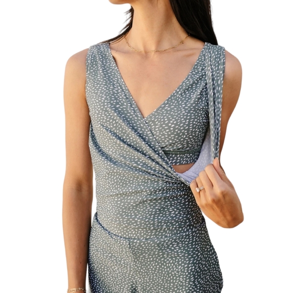 Honey Mark Swim Suit 3XL Charcoal Grey Basil Wrap Top & Sugar Skort - Picture 5 of 15